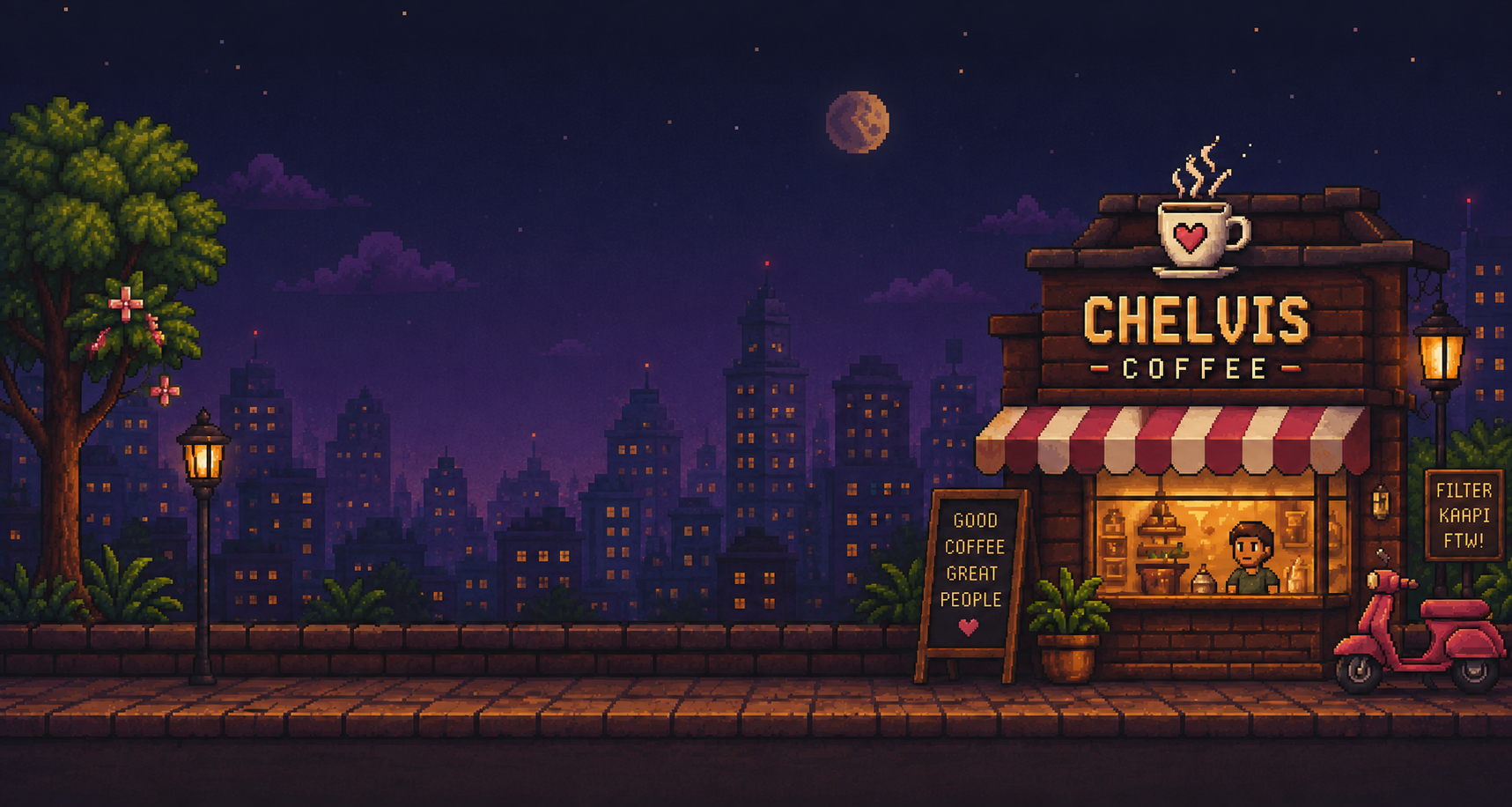 Chelvis Coffee Pixel Art Cafe Bangalore